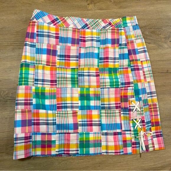 PLAID COTTON BLEND LINED MADRAS A-LINE SKIRT NWT 8P - Picture 8 of 11